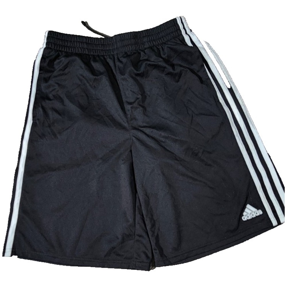 Adidas Boys Black White 3-Stripe Athletic Shorts Size XL 18-20 Drawstring